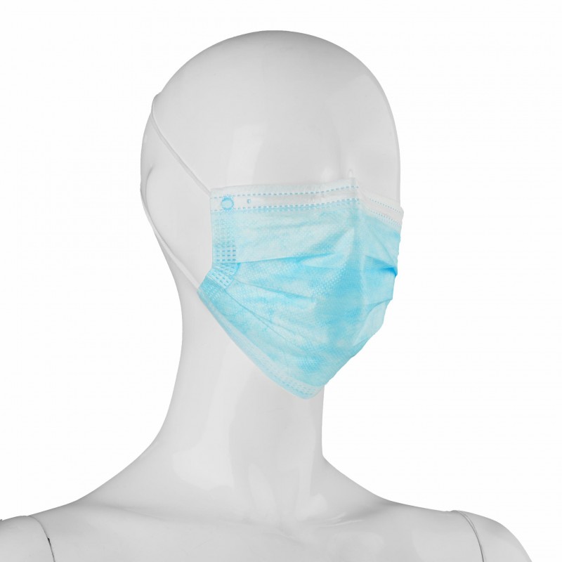Маски медичні Ettocare, тришарові, в коробці (50шт), блакитні