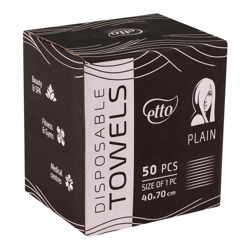 Рушники одноразові, Etto, Black Collection, 40см х 70см (50шт. складені), гладкий 