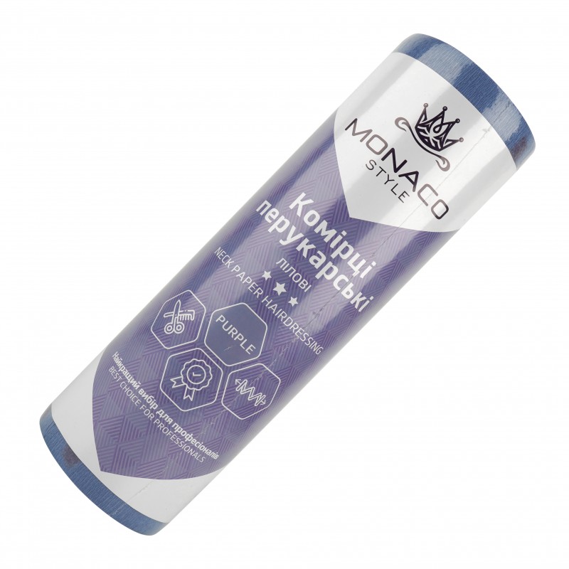 Воротнички парикмахерские, Monaco Style, бумажные Лиловые, розовый клей, карт. втулка (100 шт) х 5 рулонов
